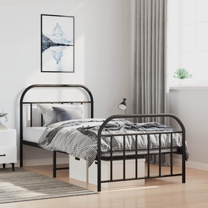 vidaXL, vidaXL Bettgestell mit Kopf- und Fußteil Metall Schwarz 100x190 cm
