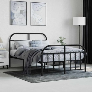 vidaXL, vidaXL Bettgestell mit Kopf- und Fußteil Metall Schwarz 120x200 cm