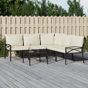 vidaXL, vidaXL 6-tlg. Garten-Lounge-Set mit Sandfarbigen Kissen Stahl, vidaXL 6-tlg. Garten-Lounge-Set mit Sandfarbigen Kissen Stahl