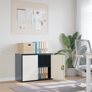 vidaXL, vidaXL Aktenschrank Anthrazit und Weiß 90x40x70 cm Stahl, vidaXL Aktenschrank Anthrazit und Weiß 90x40x70 cm Stahl