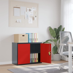 vidaXL, vidaXL Aktenschrank Anthrazit und Rot 90x40x70 cm Stahl, 