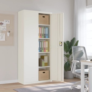 vidaXL, vidaXL Aktenschrank Weiß 90x40x200 cm Stahl, vidaXL Aktenschrank Weiß 90x40x200 cm Stahl