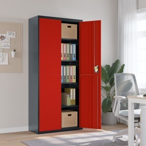 vidaXL, vidaXL Aktenschrank Anthrazit und Rot 90x40x200 cm Stahl, vidaXL Aktenschrank Anthrazit und Rot 90x40x200 cm Stahl