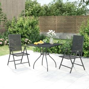 vidaXL, vidaXL 3-tlg. Garten-Essgruppe Anthrazit Stahl, vidaXL 3-tlg. Garten-Essgruppe Anthrazit Stahl