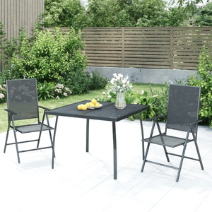 vidaXL, vidaXL 3-tlg. Garten-Essgruppe Anthrazit Stahl, vidaXL 3-tlg. Garten-Essgruppe Anthrazit Stahl
