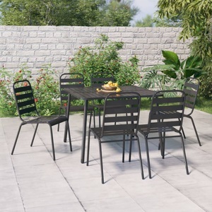 vidaXL, vidaXL 7-tlg. Garten-Essgruppe Anthrazit Stahl, vidaXL 7-tlg. Garten-Essgruppe Anthrazit Stahl