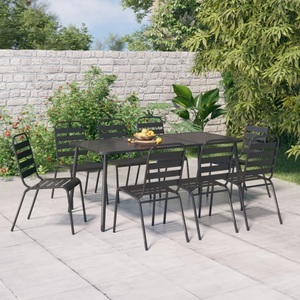 vidaXL, vidaXL 9-tlg. Garten-Essgruppe Anthrazit Stahl, vidaXL 9-tlg. Garten-Essgruppe Anthrazit Stahl