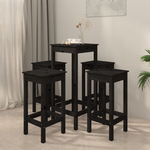 vidaXL, vidaXL 5-tlg. Bar-Set Schwarz Massivholz Kiefer, 