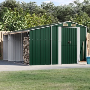 vidaXL, vidaXL Gerätehaus Grün 277x365,5x179 cm Verzinkter Stahl, VidaXL - Gartenhaus stahl, One Size, Grün