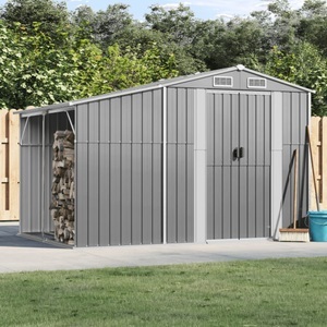 vidaXL, vidaXL Gerätehaus Grau 277x192,5x179 cm Verzinkter Stahl, vidaXL Gerätehaus Grau 277x192,5x179 cm Verzinkter Stahl