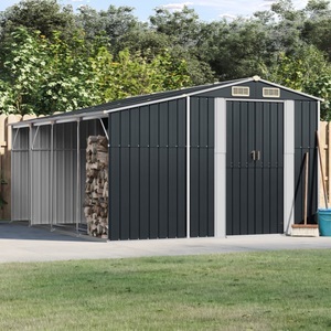 vidaXL, vidaXL Gerätehaus Anthrazit 277x365,5x179 cm Verzinkter Stahl, VidaXL - Gartenhaus stahl, One Size, Grau