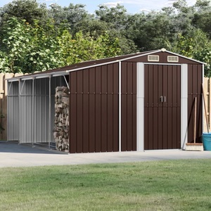 vidaXL, vidaXL Gerätehaus Braun 277x365,5x179 cm Verzinkter Stahl, VidaXL - Gartenhaus stahl, One Size, Braun