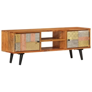 vidaXL, vidaXL TV-Schrank mit Türen 112x30x40 cm Massivholz Akazie und Metall, vidaXL TV-Schrank mit Türen 112x30x40 cm Massivholz Akazie und Metall