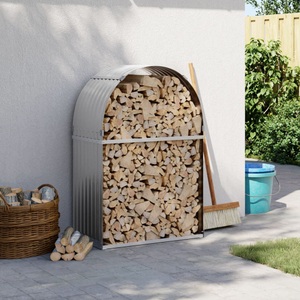 vidaXL, vidaXL Kaminholzunterstand Hellgrau 80x45x120 cm Verzinkter Stahl, vidaXL Kaminholzunterstand Hellgrau 80x45x120 cm Verzinkter Stahl