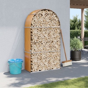vidaXL, vidaXL Kaminholzunterstand Hellbraun 120x45x210 cm Verzinkter Stahl, vidaXL Kaminholzunterstand Hellbraun 120x45x210 cm Verzinkter Stahl