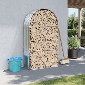 vidaXL, vidaXL Kaminholzunterstand Silbern 120x45x210 cm Verzinkter Stahl, vidaXL Kaminholzunterstand Silbern 120x45x210 cm Verzinkter Stahl