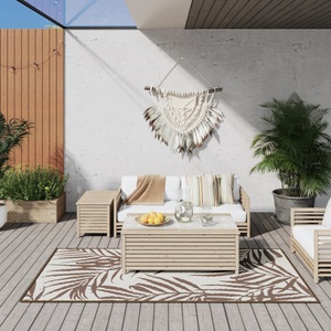 vidaXL, vidaXL Outdoor-Teppich Braun und Weiß 100 x 200 cm