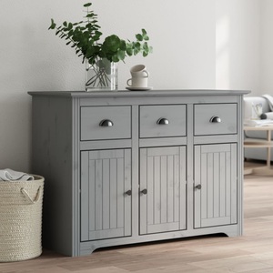 vidaXL, vidaXL Sideboard BODO Grau 115x43x79,5 cm Massivholz Kiefer