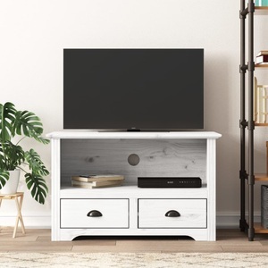 vidaXL, vidaXL TV-Schrank mit 2 Schubladen Weiß 91x43x56 cm Massivholz Kiefer, vidaXL TV-Schrank mit 2 Schubladen BODO 91,5x44,5x56 Massivholz Kiefer