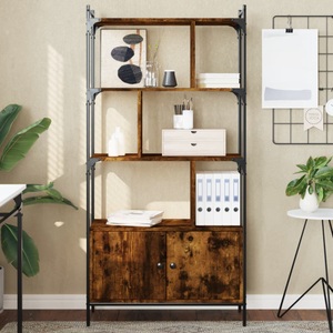 vidaXL, vidaXL Bücherregal mit Tür Räuchereiche 76,5x30x154,5 cm Holzwerkstoff, vidaXL Bücherregal mit Tür Räuchereiche 76,5x30x154,5 cm Holzwerkstoff