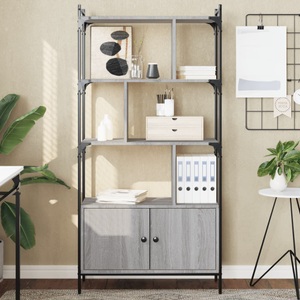 vidaXL, vidaXL Bücherregal mit Türen Grau Sonoma 76,5x30x154,5cm Holzwerkstoff