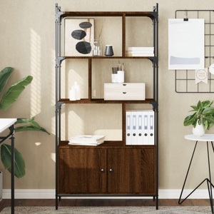vidaXL, vidaXL Bücherregal mit Türen Braun Eiche 76,5x30x154,5cm Holzwerkstoff