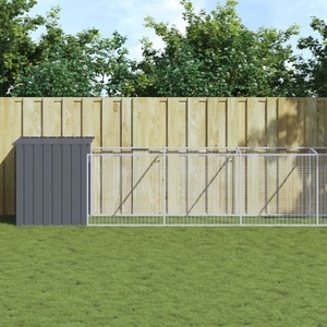 vidaXL, vidaXL Hundehütte mit Auslauf Anthrazit 110x1221x110 cm Stahl Verzinkt, vidaXL Hundehütte mit Auslauf Anthrazit 110x1221x110 cm Stahl Verzinkt