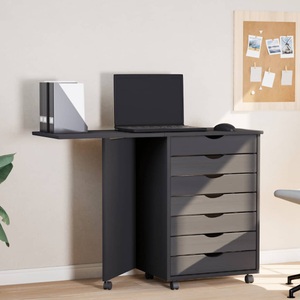 vidaXL, vidaXL Rollschrank mit Schreibtisch MOSS Grau Massivholz Kiefer