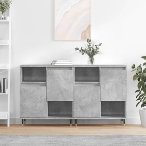 vidaXL, vidaXL Sideboards 2 Stk. Betongrau Holzwerkstoff