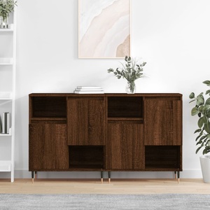vidaXL, vidaXL Sideboards 2 Stk. Braun Eichen-Optik Holzwerkstoff