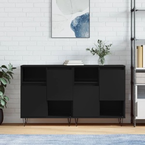 vidaXL, vidaXL Sideboards 2 Stk. Schwarz Holzwerkstoff