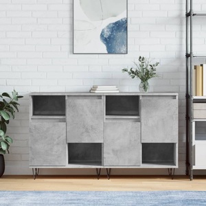 vidaXL, vidaXL Sideboards 2 Stk. Betongrau Holzwerkstoff
