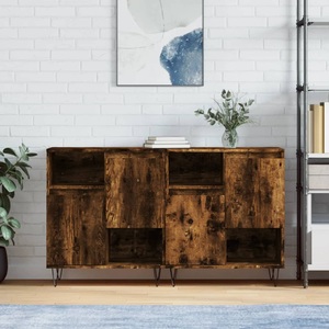 vidaXL, vidaXL Sideboards 2 Stk. Räuchereiche Holzwerkstoff