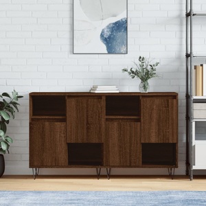 vidaXL, vidaXL Sideboards 2 Stk. Braun Eichen-Optik Holzwerkstoff, vidaXL Sideboards 2 Stk. Braun Eichen-Optik Holzwerkstoff