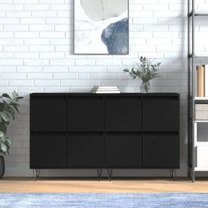 vidaXL, vidaXL Sideboards 2 Stk. Schwarz Holzwerkstoff