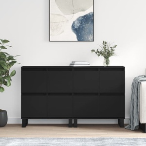 vidaXL, vidaXL Sideboards 2 Stk. Schwarz Holzwerkstoff