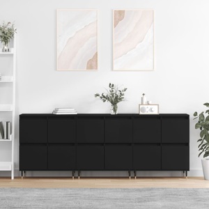vidaXL, vidaXL Sideboards 3 Stk. Schwarz Holzwerkstoff
