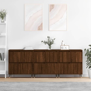 vidaXL, vidaXL Sideboards 3 Stk. Braun Eichen-Optik Holzwerkstoff
