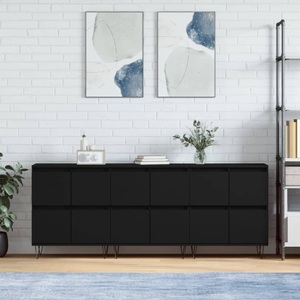 vidaXL, vidaXL Sideboards 3 Stk. Schwarz Holzwerkstoff