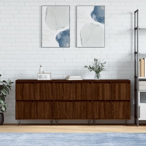 vidaXL, vidaXL Sideboards 3 Stk. Braun Eichen-Optik Holzwerkstoff