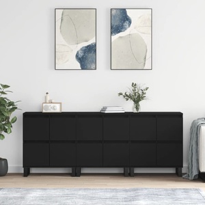 vidaXL, vidaXL Sideboards 3 Stk. Schwarz Holzwerkstoff