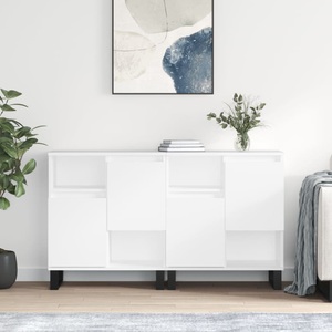 vidaXL, vidaXL Sideboards 2 Stk. Weiß Holzwerkstoff
