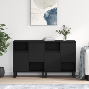 vidaXL, vidaXL Sideboards 2 Stk. Schwarz Holzwerkstoff