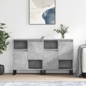 vidaXL, vidaXL Sideboards 2 Stk. Betongrau Holzwerkstoff