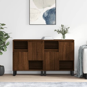 vidaXL, vidaXL Sideboards 2 Stk. Braun Eichen-Optik Holzwerkstoff