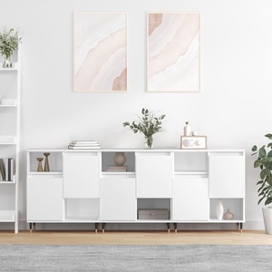 vidaXL, vidaXL Sideboards 3 Stk. Weiß Holzwerkstoff