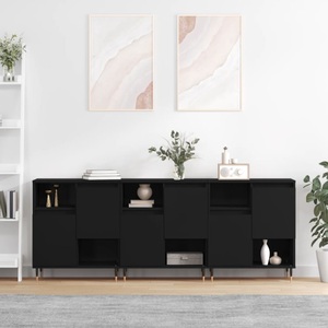 vidaXL, vidaXL Sideboards 3 Stk. Schwarz Holzwerkstoff