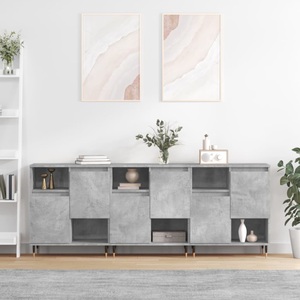 vidaXL, vidaXL Sideboards 3 Stk. Betongrau Holzwerkstoff