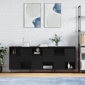 vidaXL, vidaXL Sideboards 3 Stk. Schwarz Holzwerkstoff