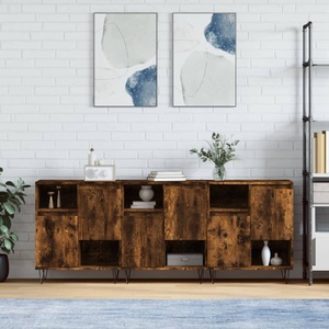 vidaXL, vidaXL Sideboards 3 Stk. Räuchereiche Holzwerkstoff
